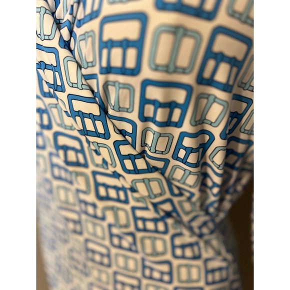 J. McLaughlin Womens Top M Medium Blue White 3/4 Long Sleeve Stretch Washable - Picture 9 of 9